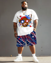 Men's Plus Size Independence Day National Flag Tau Print Large Men's Suit